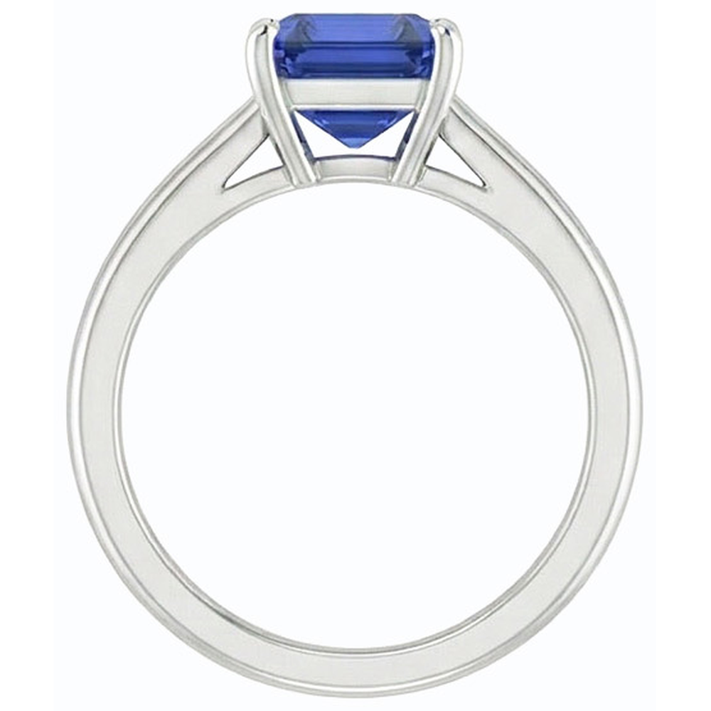 Natural Real ( Not Lab Grown ) Solitaire Emerald Ceylon Sapphire Ring 14K White Gold 1.50 Carats