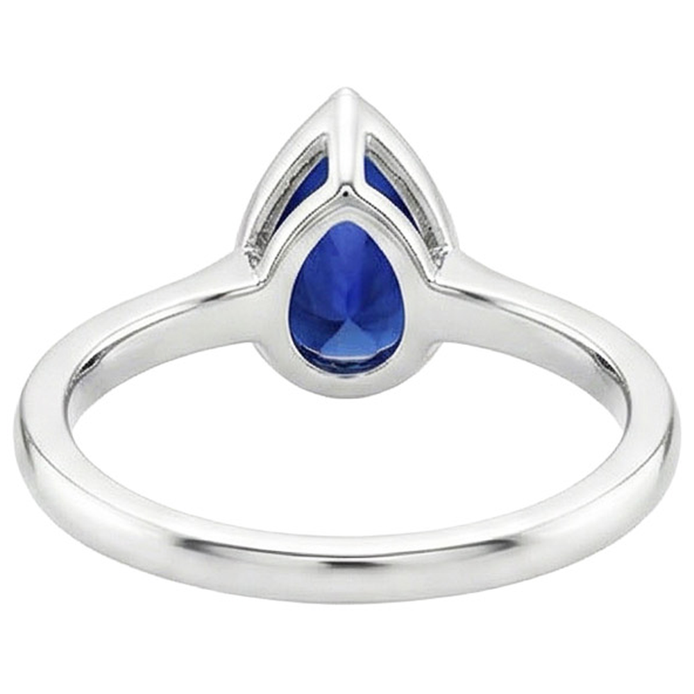 Natural Real ( Not Lab Grown ) Solitaire Engagement Ring Bezel Set Pear Ceylon Sapphire 2.50 Carats