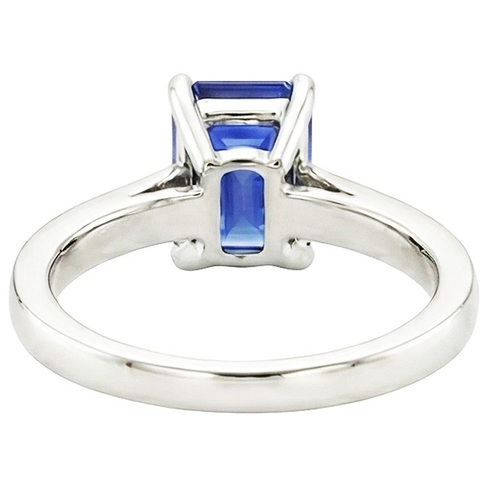 Natural Real ( Not Lab Grown ) Solitaire Engagement Ring Prong Set Emerald Blue Sapphire 2 Carats