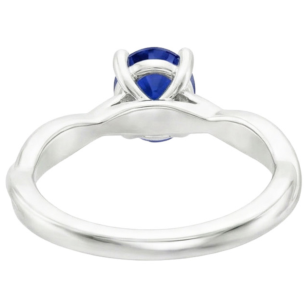 Natural Real ( Not Lab Grown ) Solitaire Gold Ring Twist Style Oval Blue Sapphire 2 Carats