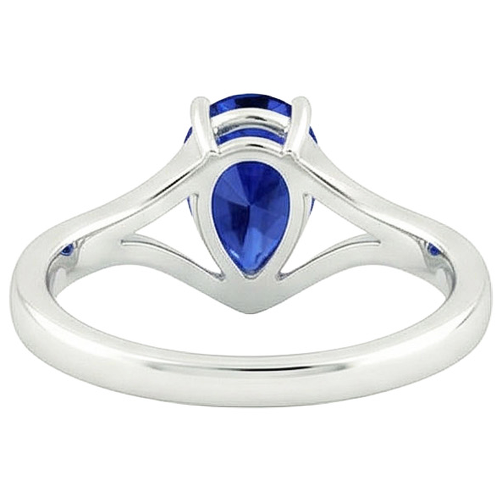natural pear sapphire 2.50ct ring profile view