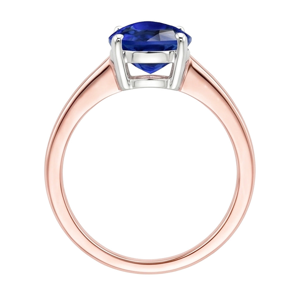 Natural Real ( Not Lab Grown ) Solitaire Pear Sri Lankan Sapphire Ring Two Tone 3 Carats