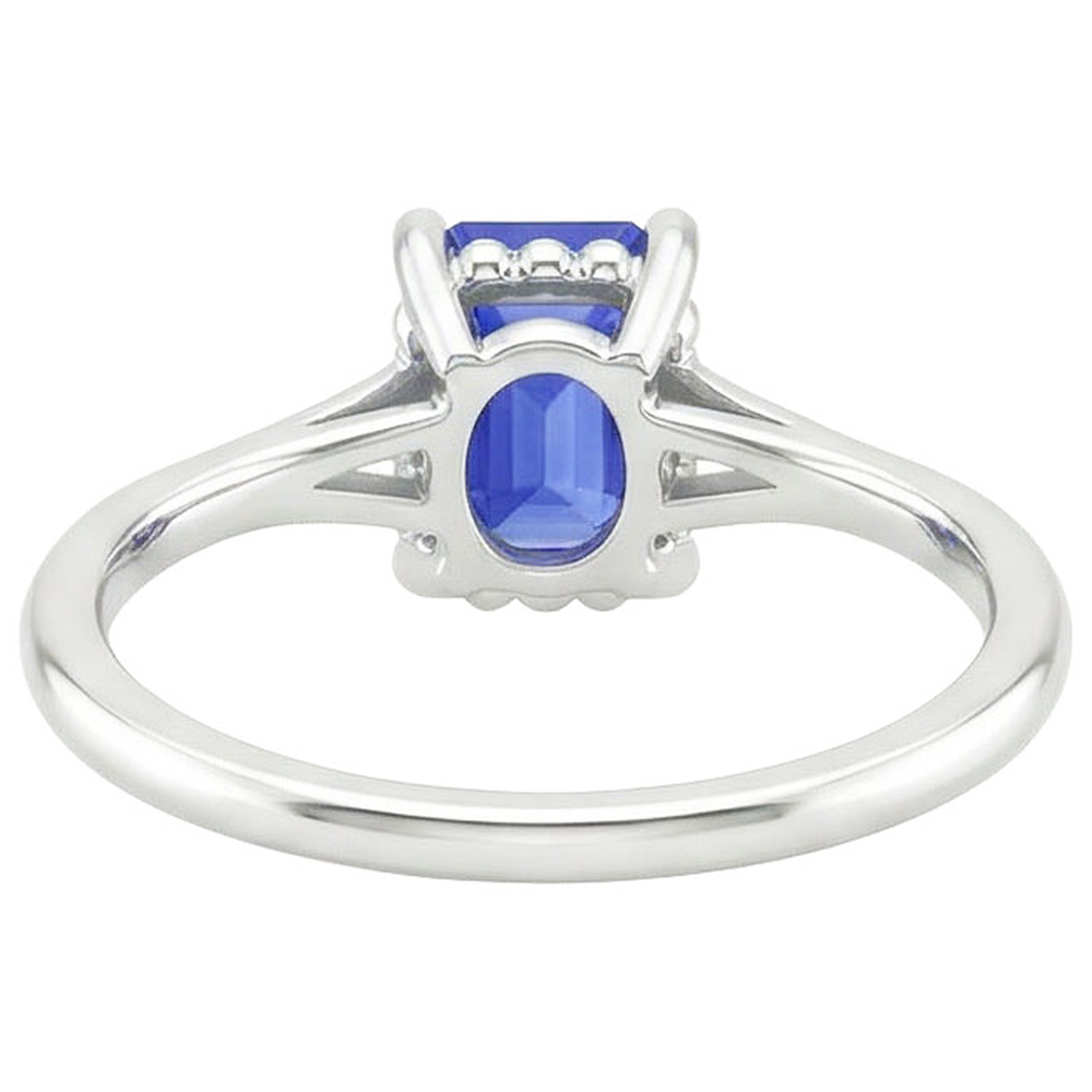 Natural Real ( Not Lab Grown ) Solitaire Ring Milgrain Shank Emerald Blue Sapphire 2 Carats
