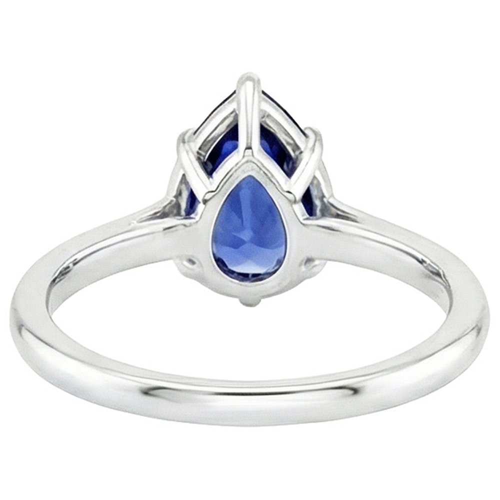 Natural Real ( Not Lab Grown ) Solitaire Ring Pear Cut Sri Lankan Sapphire 2.50 Carats