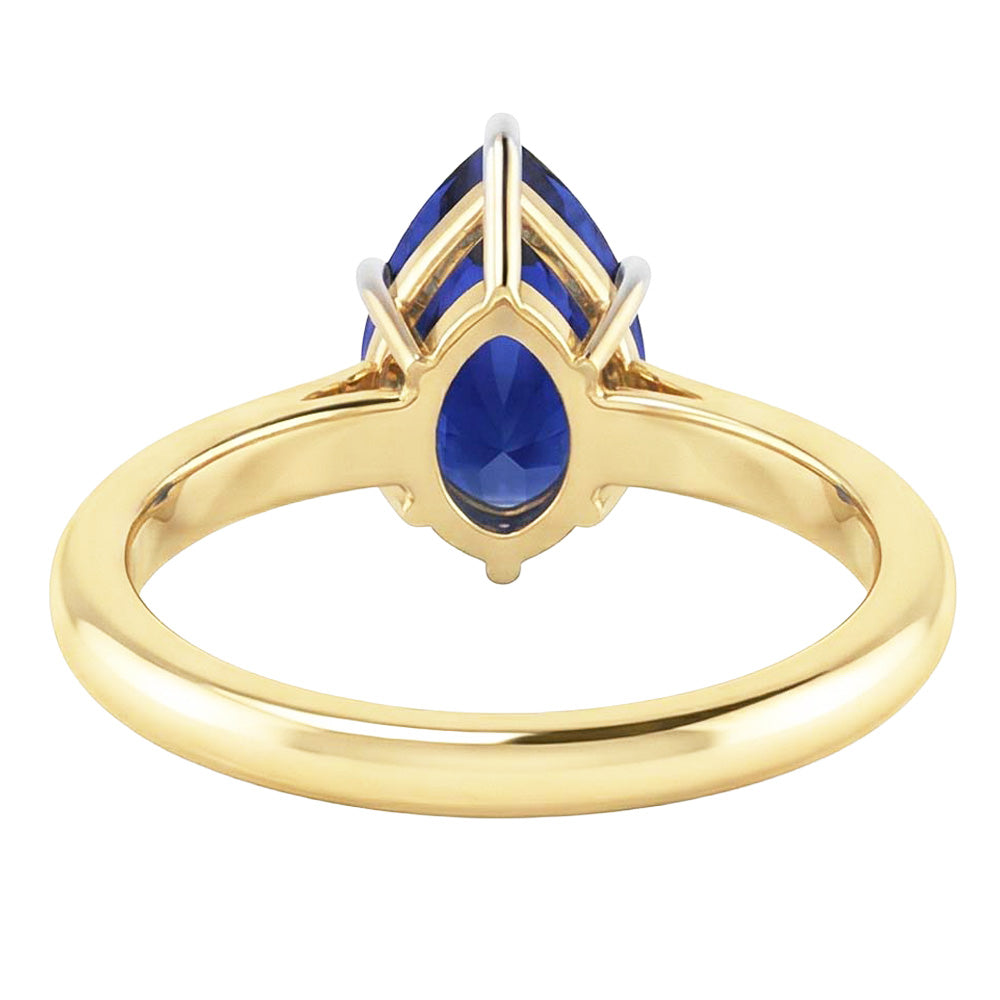 natural pear sapphire 3ct ring profile view