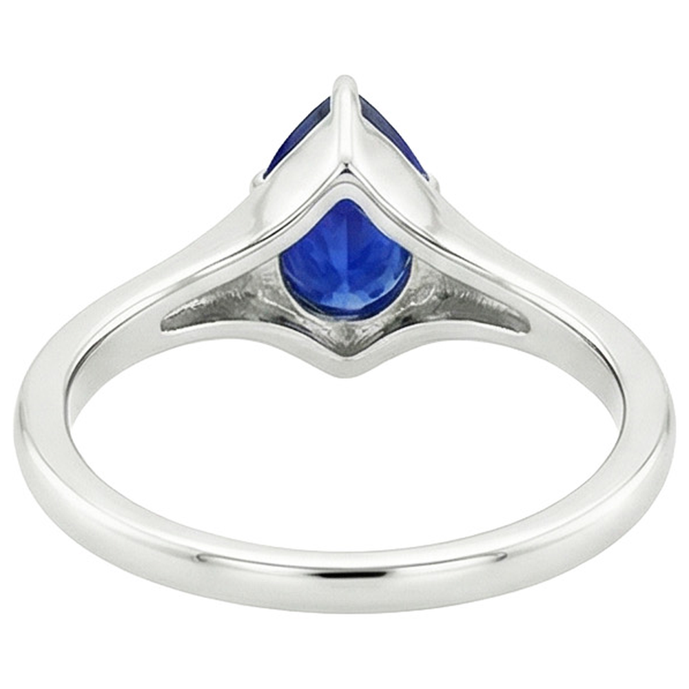 Natural Real ( Not Lab Grown ) Solitaire Ring White Gold 14K Pear Blue Sapphire 3.50 Carats