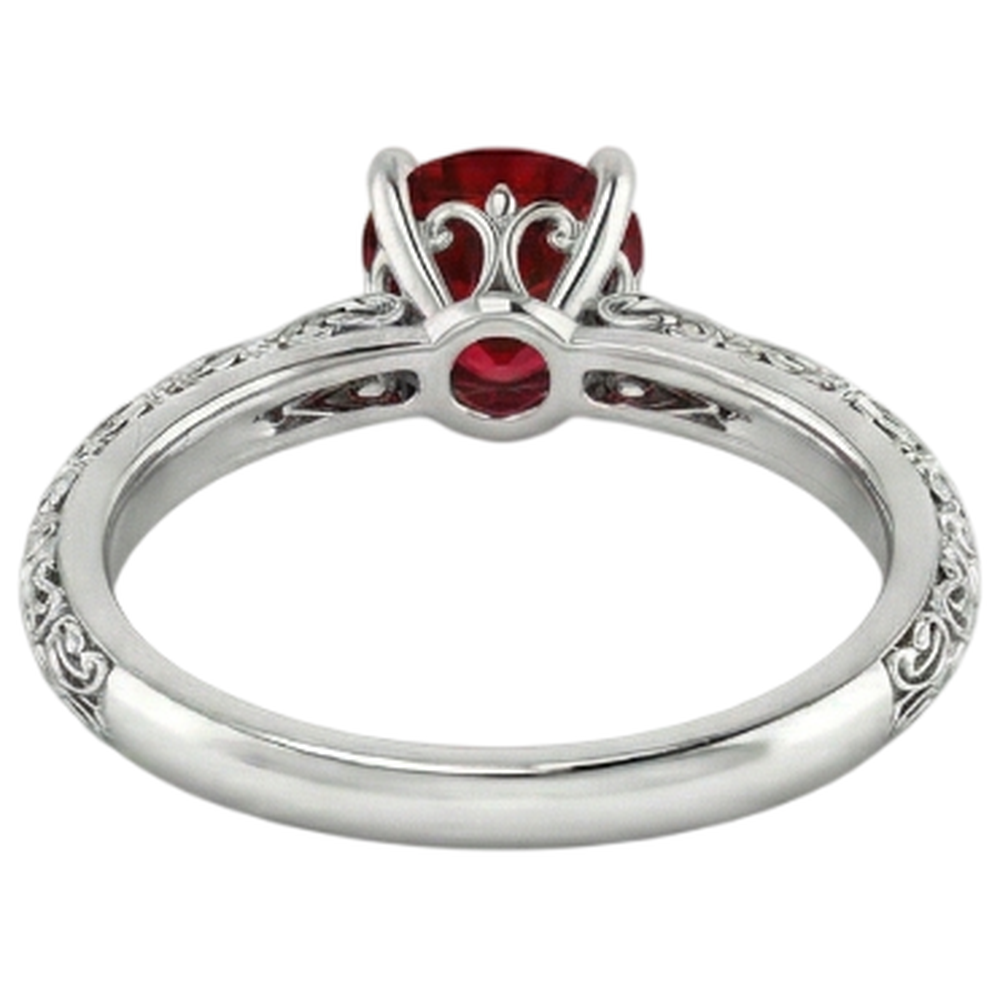 Natural Real ( Not Lab Grown ) Solitaire Ruby Antique Style Ring 1.50 Carats White Gold 14K