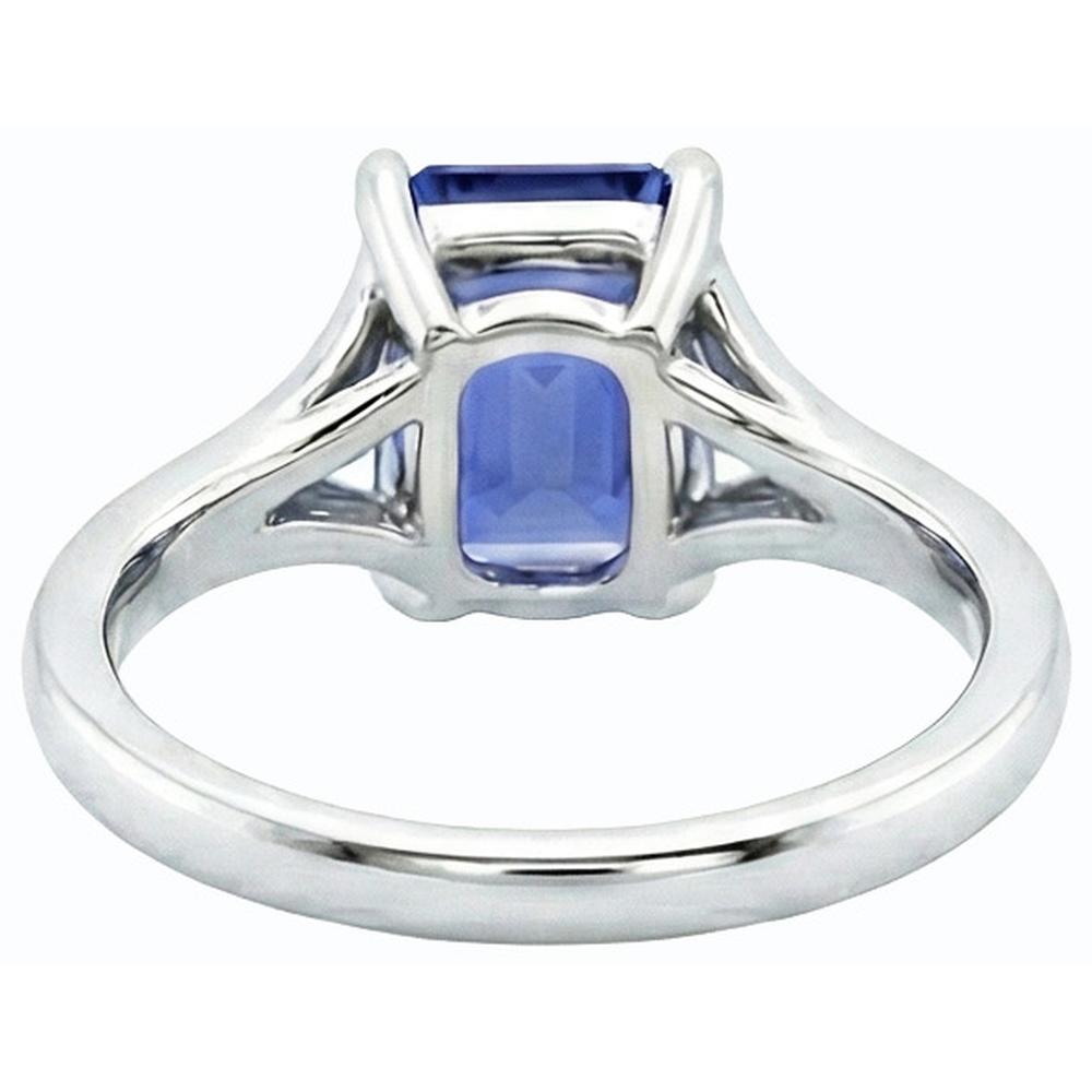 Natural Real ( Not Lab Grown ) Solitaire Split Shank Emerald Light Blue Sapphire Ring 2 Carats