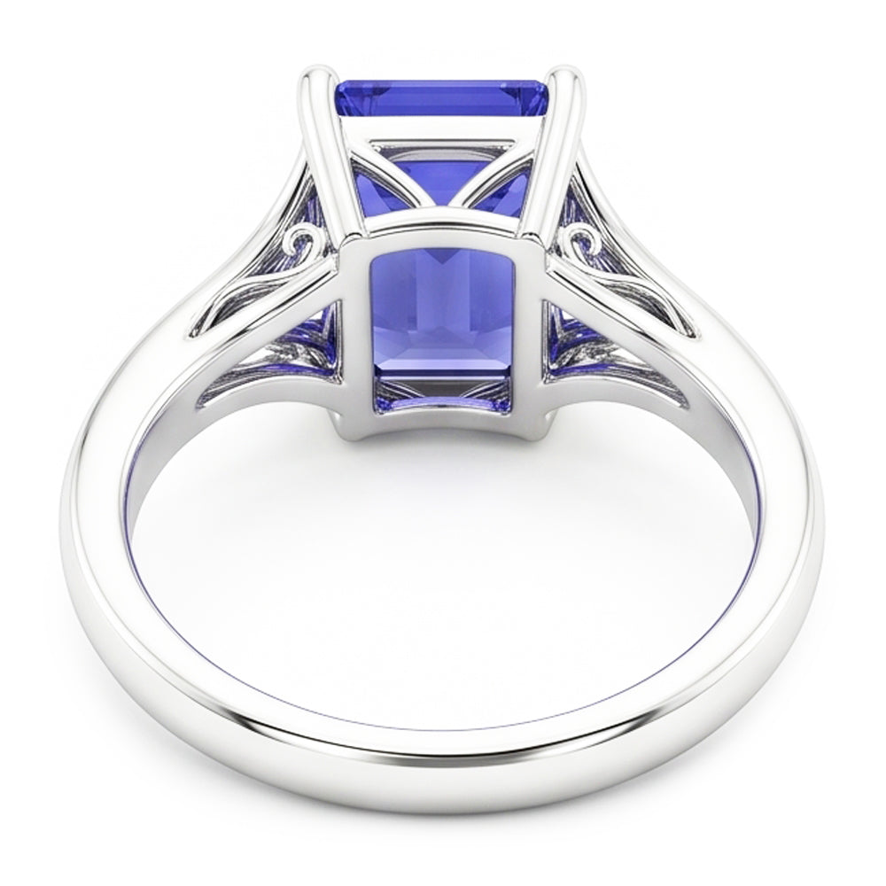 Natural Real ( Not Lab Grown ) Solitaire Split Shank Emerald Light Blue Sapphire Ring 2 Carats