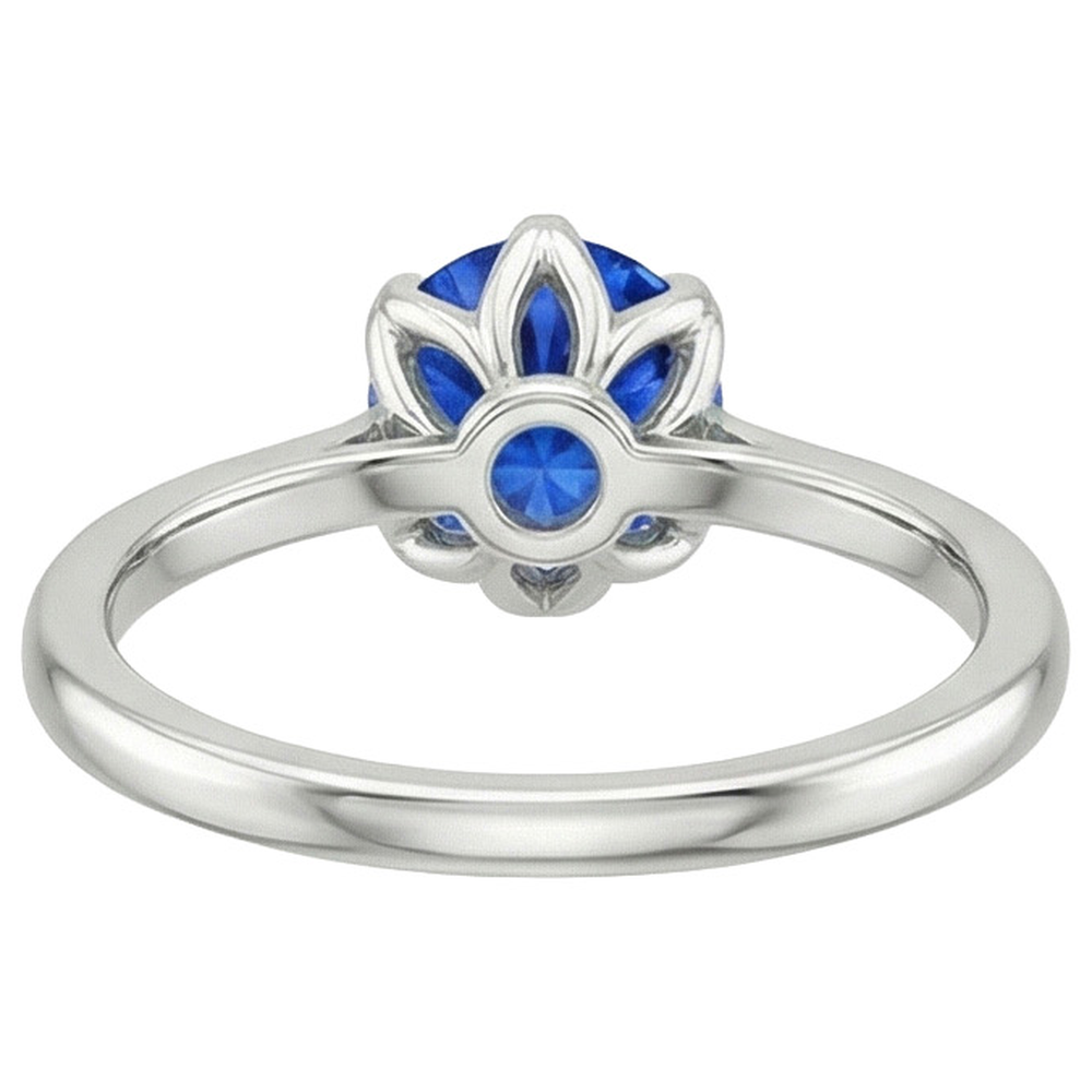 Natural Real ( Not Lab Grown ) Solitaire Sri Lankan Sapphire Ring 2 Carats Tapered Shank White Gold