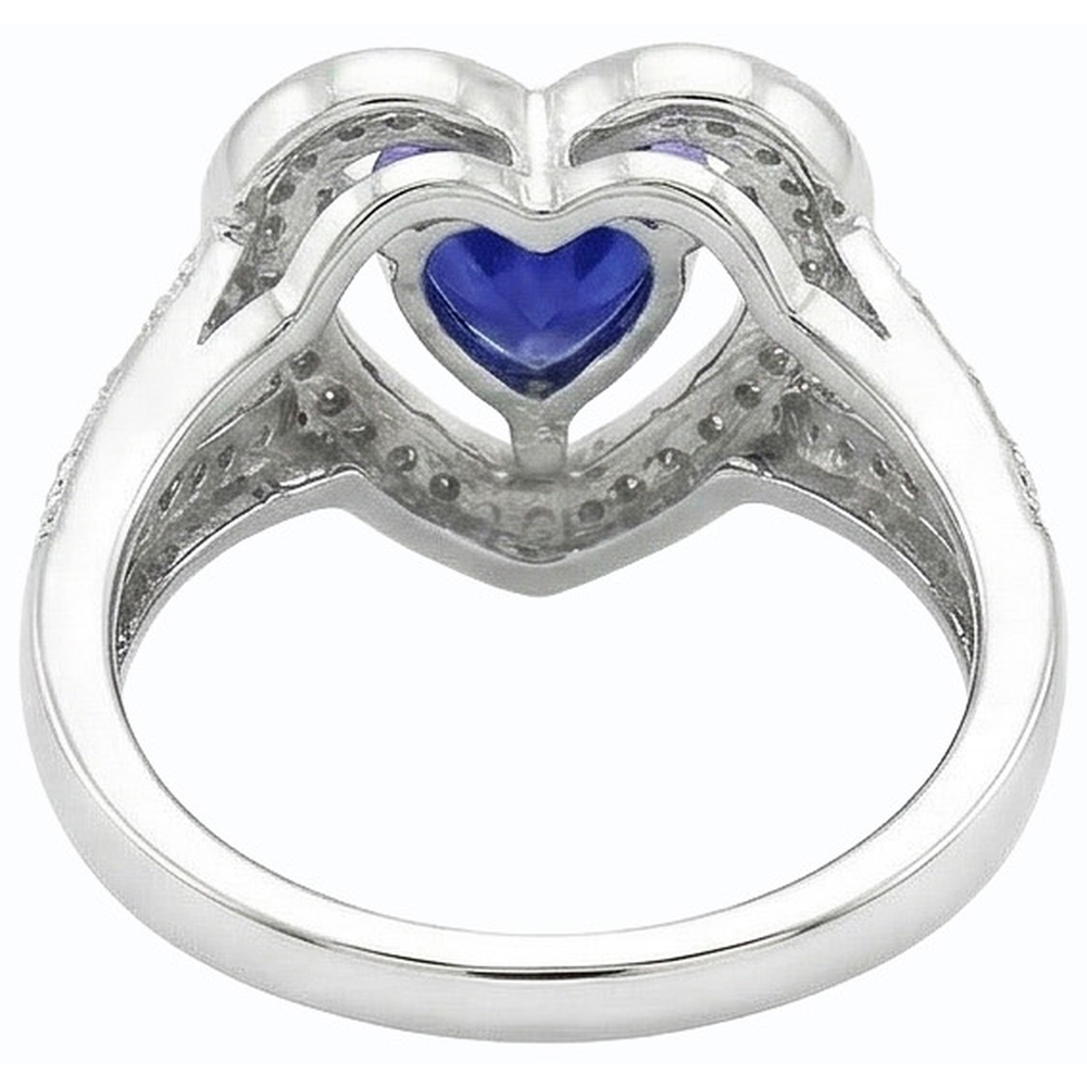 Natural Real ( Not Lab Grown ) Solitaire Vintage Style Heart Cut Blue Sapphire Ring 1.50 Carats