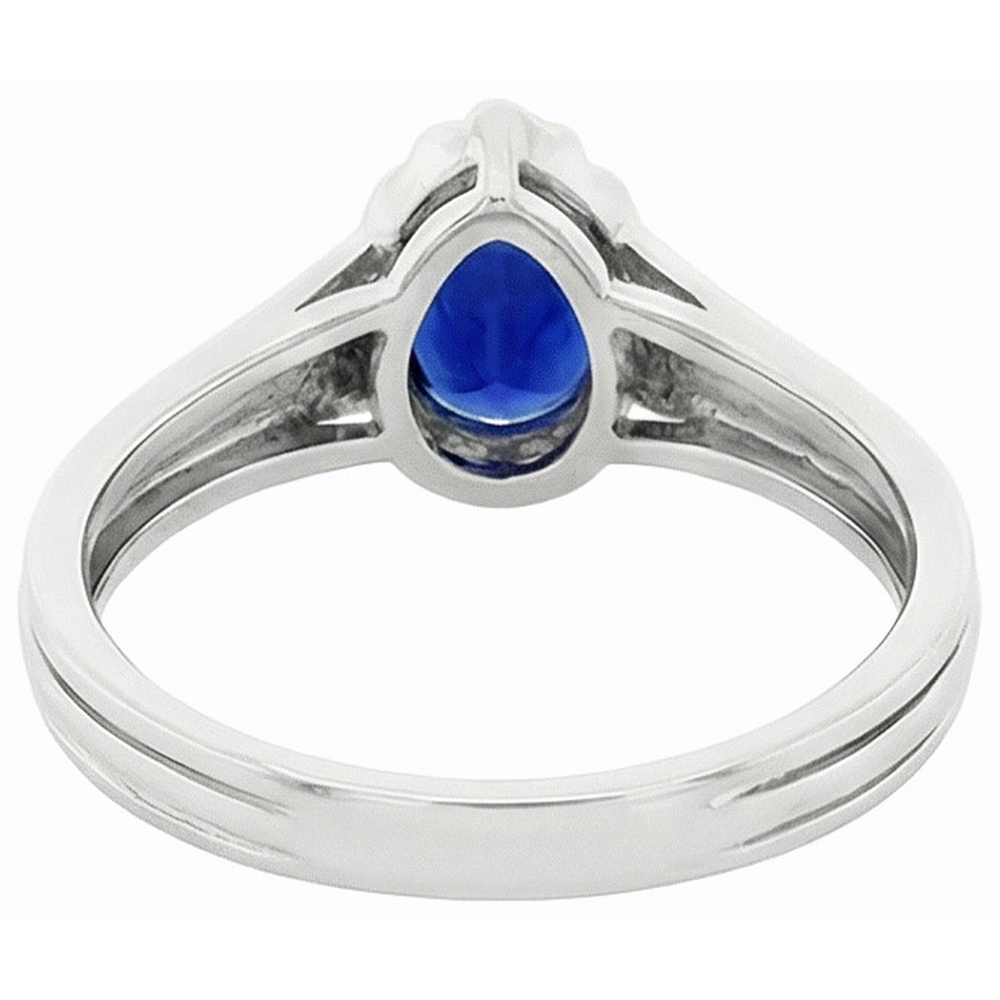 Natural Real ( Not Lab Grown ) Solitaire Vintage Style Pear Cut Ceylon Sapphire Ring 2 Carats