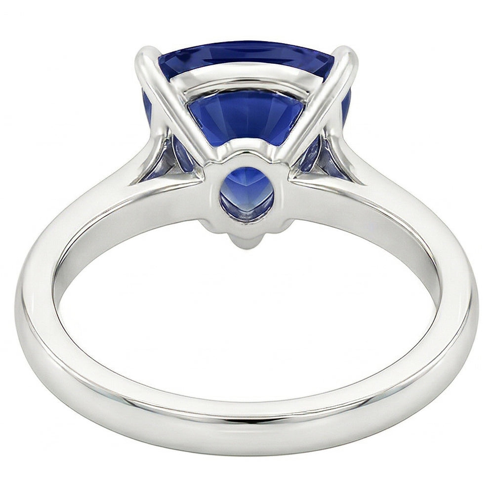Natural Real ( Not Lab Grown ) Solitaire Wedding Ring Trillion Deep Blue Sapphire 1.50 Carats
