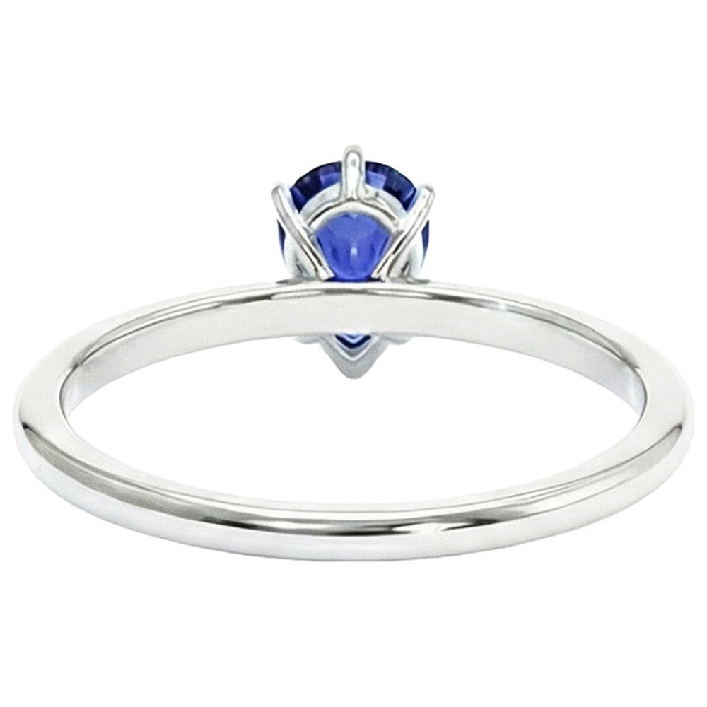 Natural Real ( Not Lab Grown ) Solitaire White Gold Ring Teardrop Style Pear Blue Sapphire 2 Carats