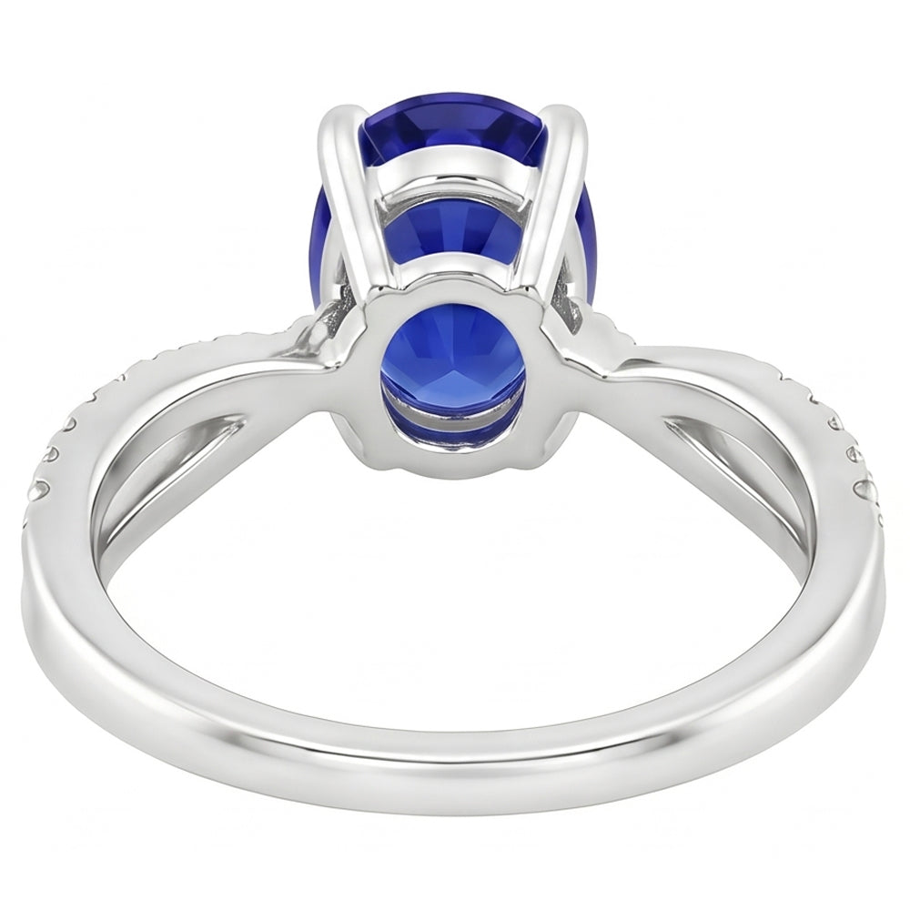 Natural Real ( Not Lab Grown ) Solitaire With Accents Anniversary Ring Blue Sapphire 3.50 Carats