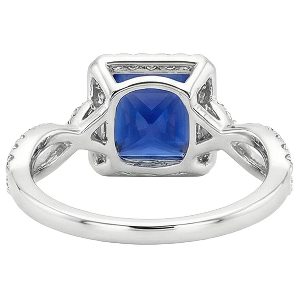 Natural Real ( Not Lab Grown ) Square Designer Blue Sapphire Ring