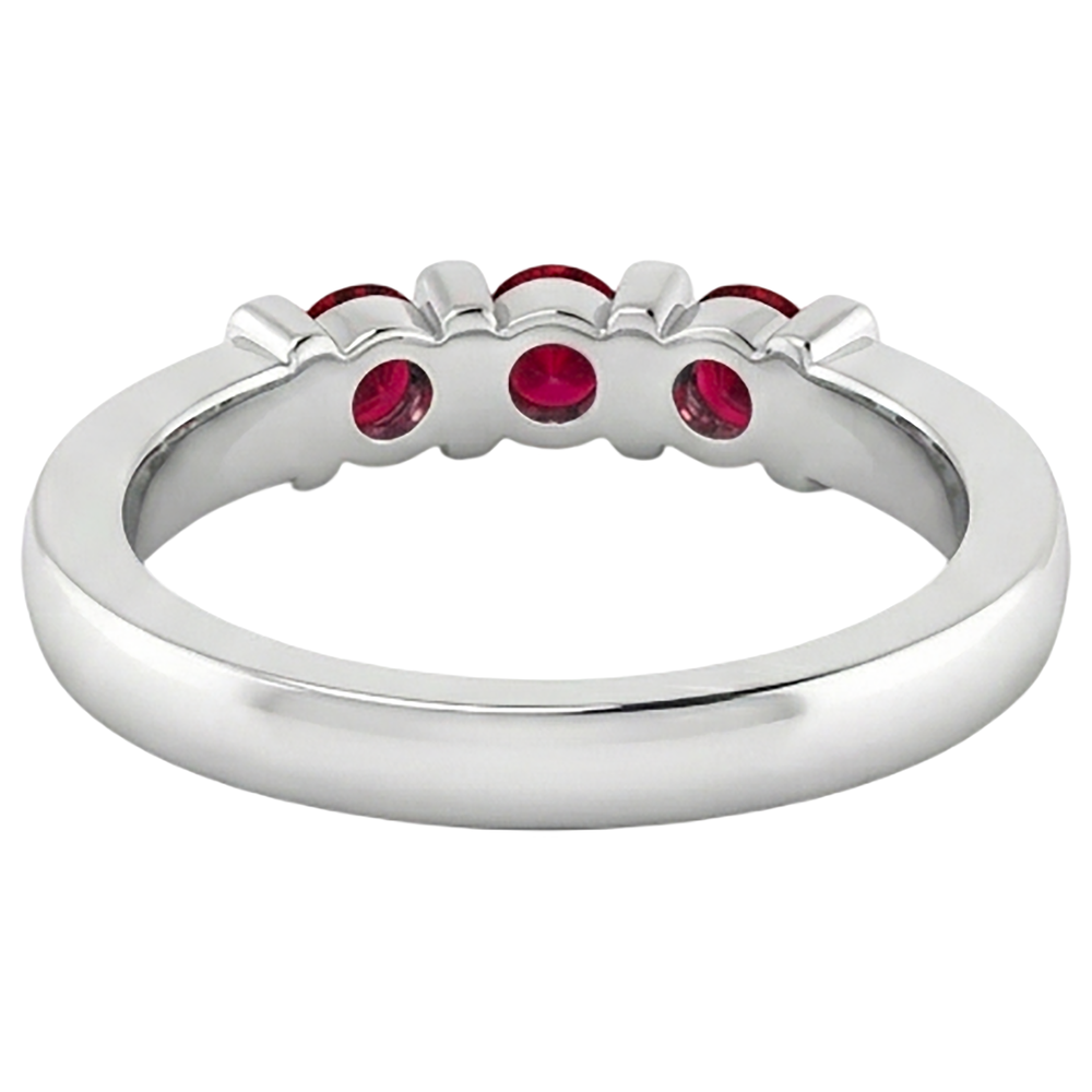 Natural Real ( Not Lab Grown ) Three Stone Burma Ruby Ring 0.90 Carats Bar Setting Jewelry New