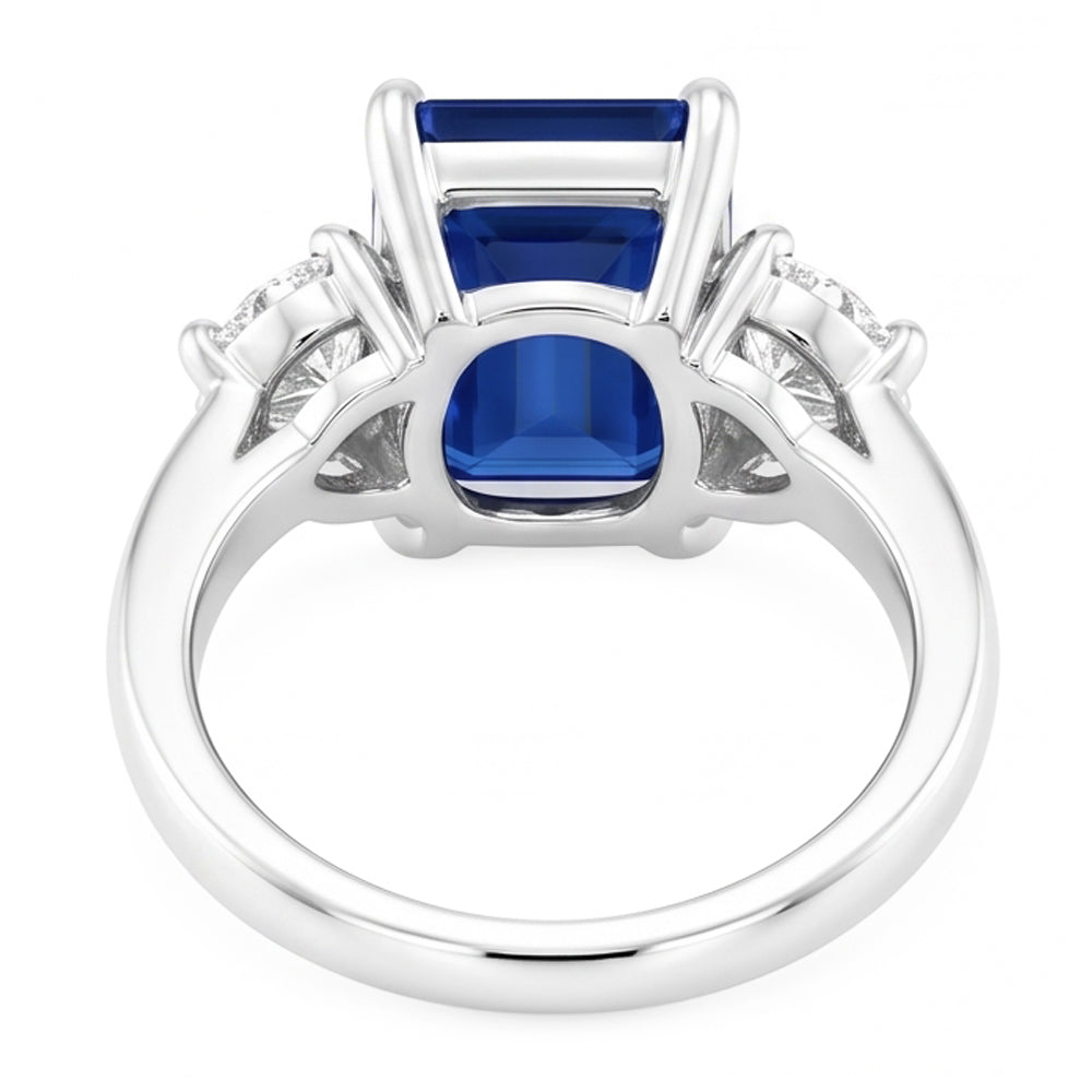 Natural Real ( Not Lab Grown ) Three Stone Engagement Ring Emerald Sri Lankan Sapphire 2.50 Carats