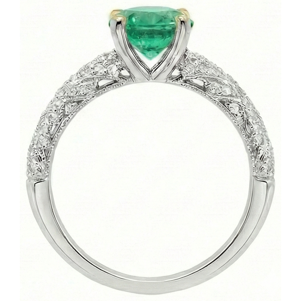 Natural Real ( Not Lab Grown ) Trendy Green Emerald GIA And Diamond Ring