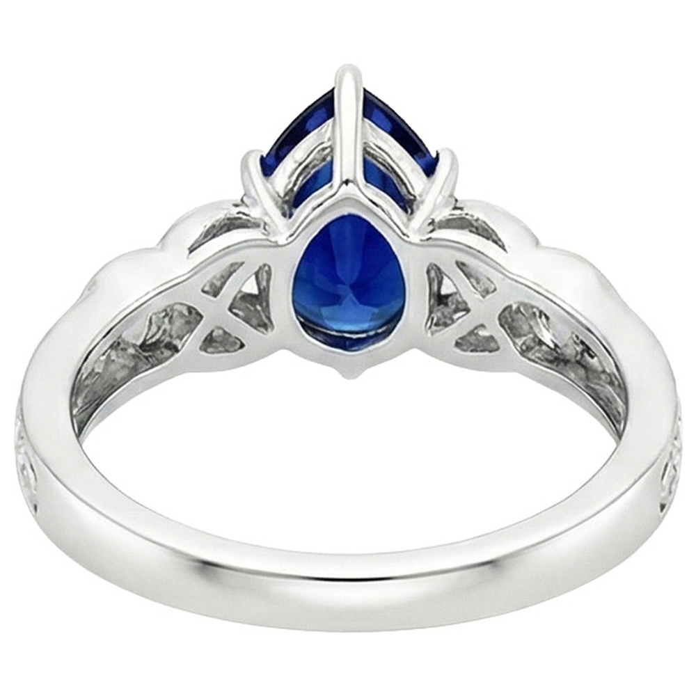 Natural Real ( Not Lab Grown ) Vintage Style Gold Ring Filigree Shank Pear Blue Sapphire 5.25 Carats