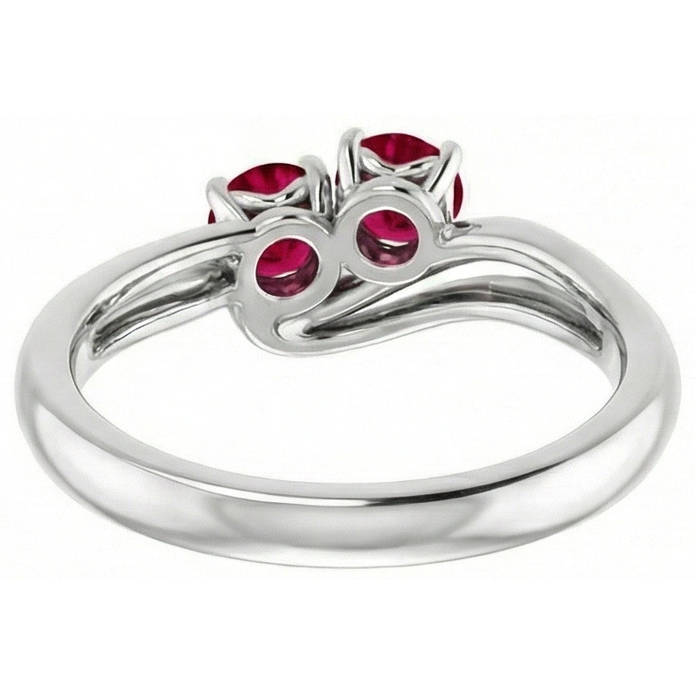 Natural Real ( Not Lab Grown ) White Gold 14K Round Ruby Bypass Setting Ring 1.60 Carats