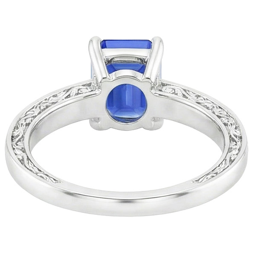 Natural Real ( Not Lab Grown ) White Gold Gemstone Ring With Accent Emerald Blue Sapphire 3.50 Carats