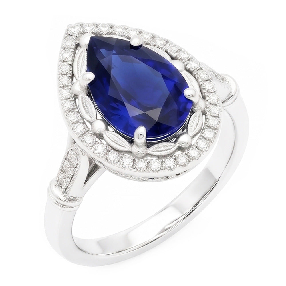 Natural Real ( Not Lab Grown ) White Gold Sapphire Stone Ring