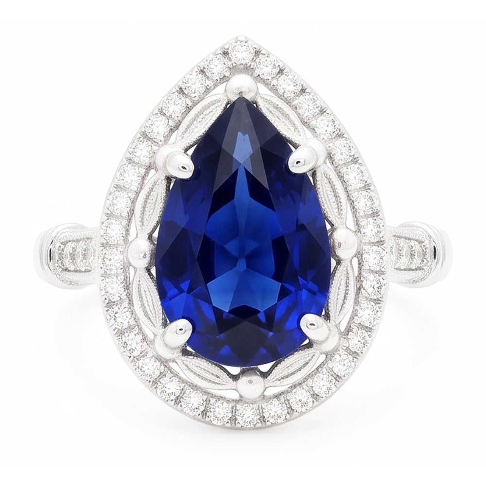 Natural Real ( Not Lab Grown ) White Gold Sapphire Stone Ring