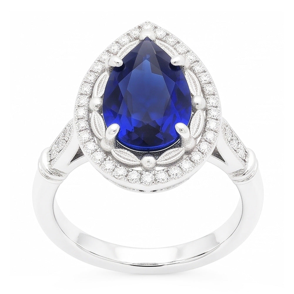 Natural Real ( Not Lab Grown ) White Gold Sapphire Stone Ring