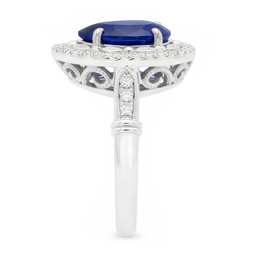 Natural Real ( Not Lab Grown ) White Gold Sapphire Stone Ring