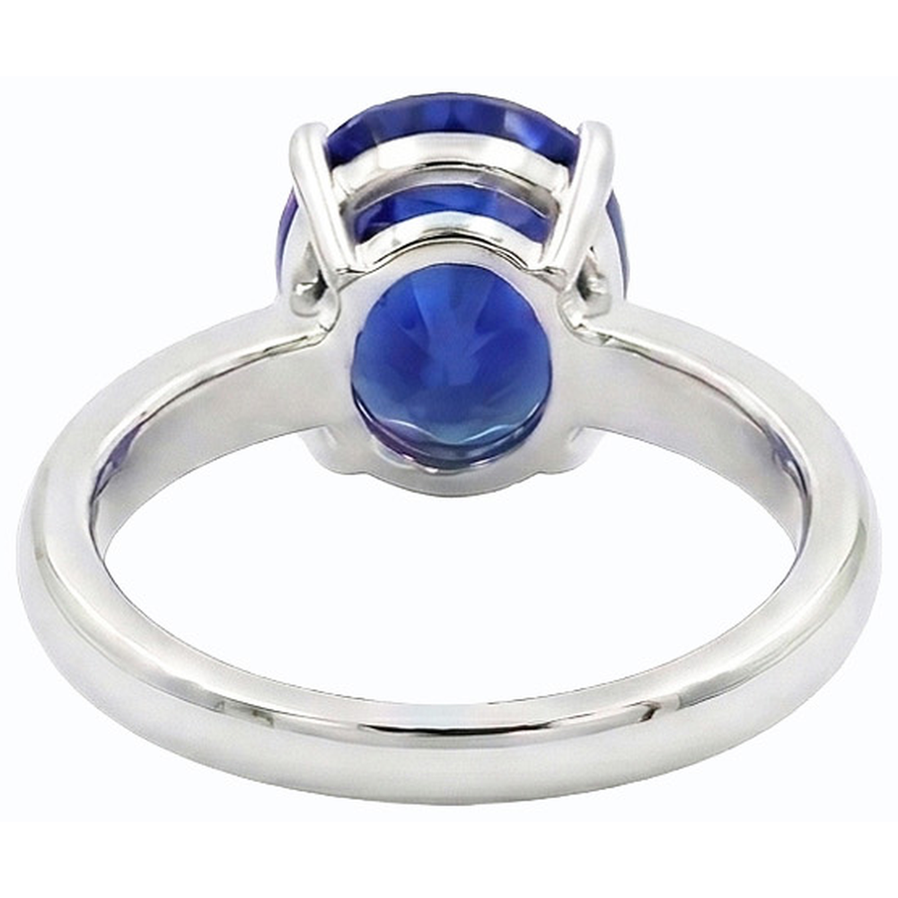 Natural Real ( Not Lab Grown ) White Gold Solitaire Oval Shaped Ceylon Sapphire Ring 1.50 Carats