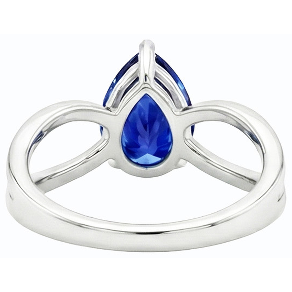 Natural Real ( Not Lab Grown ) White Gold Solitaire Ring Ceylon Sapphire 2.50 Carats Split Shank
