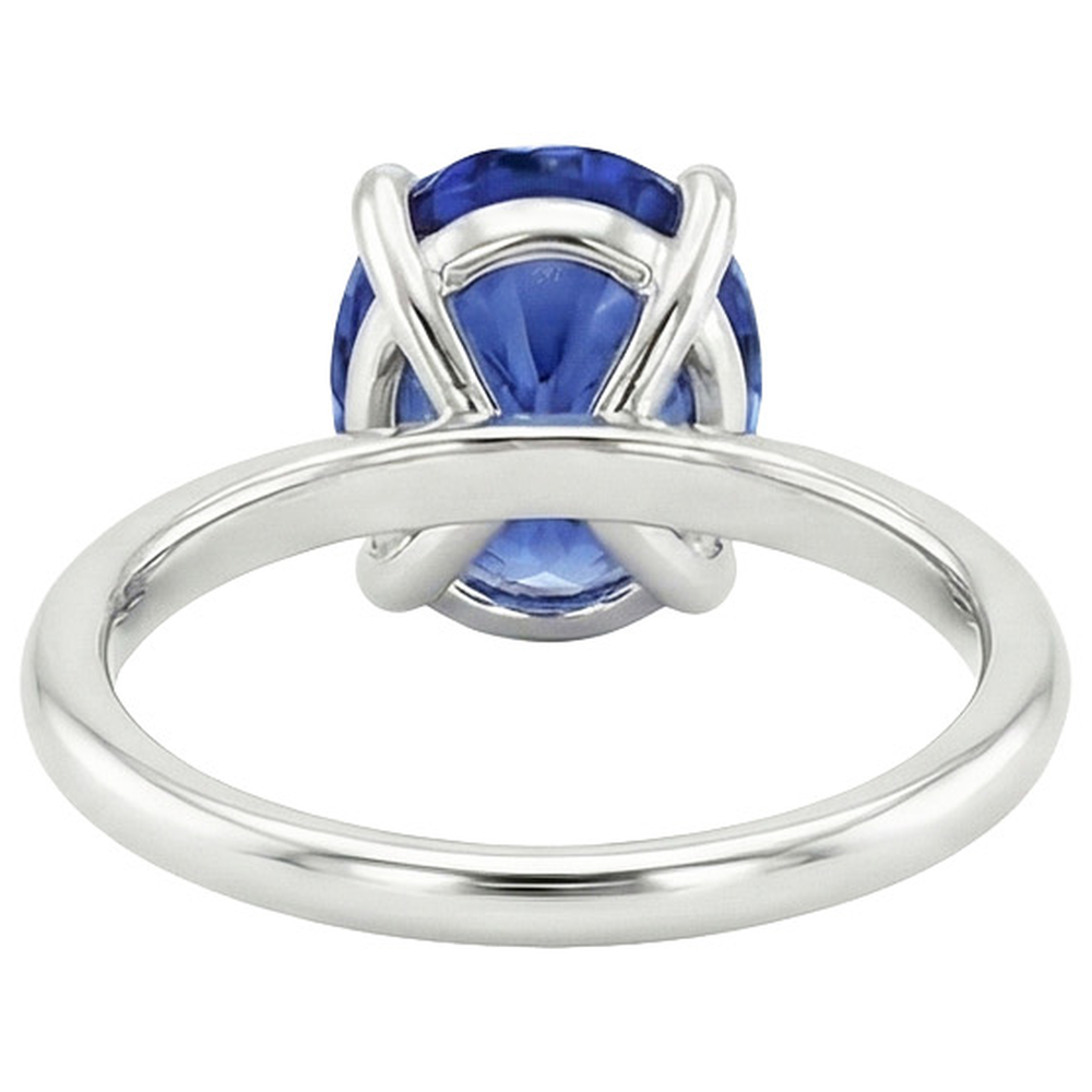 Natural Real ( Not Lab Grown ) White Gold Solitaire Ring Jewelry Oval Ceylon Sapphire 2 Carats