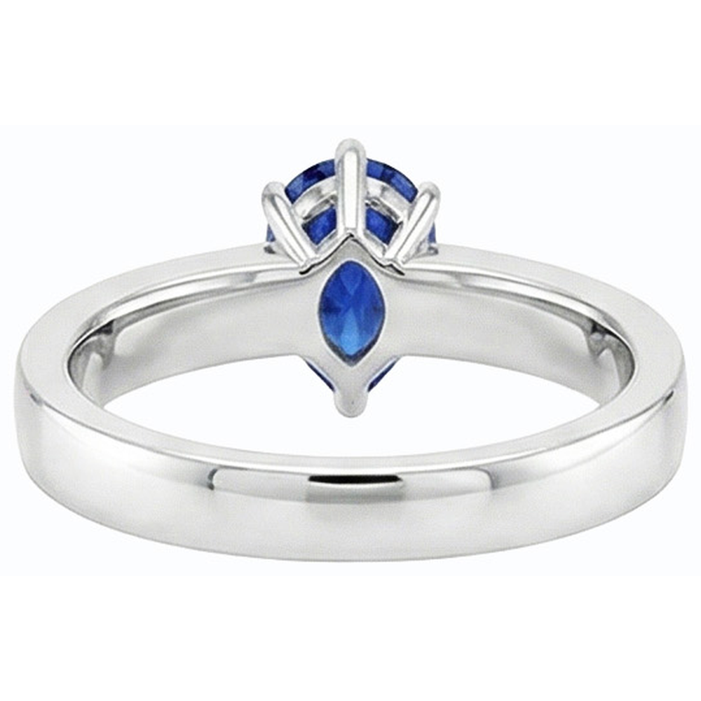 Natural Real ( Not Lab Grown ) White Gold Solitaire Wedding Ring Pear SriLanka Sapphire 1 Carat