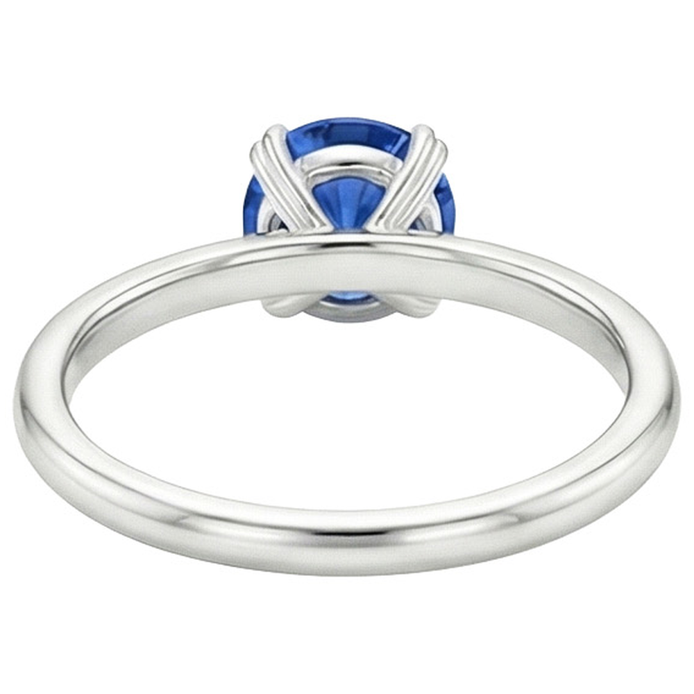 Natural Real ( Not Lab Grown ) Women Engagement Ring 2 Carats New White Gold Solitaire Blue Sapphire