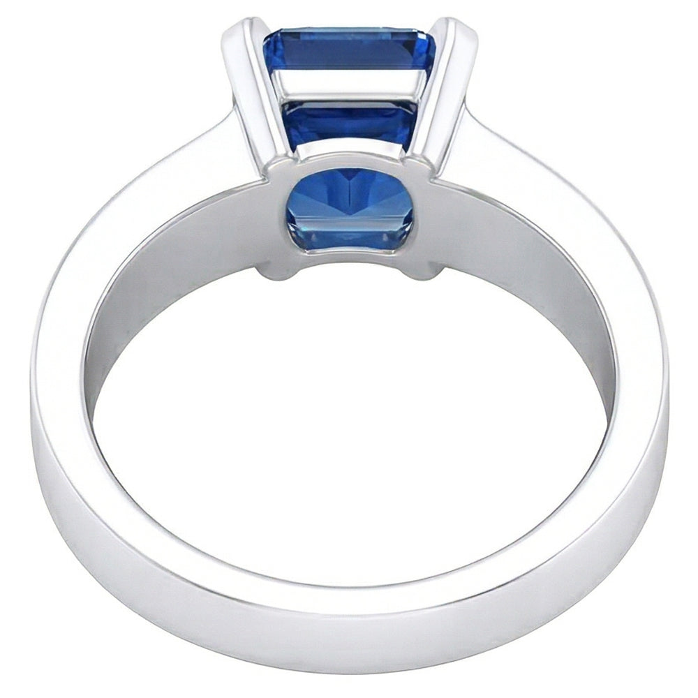 Natural Real ( Not Lab Grown ) Women Solitaire Gemstone Blue Sapphire Ring Tension Style 1.50 Carats