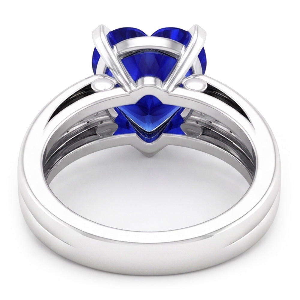 Natural Real ( Not Lab Grown ) Women Solitaire Heart Cut Ceylon Sapphire Ring Triple Shank 3 Carats
