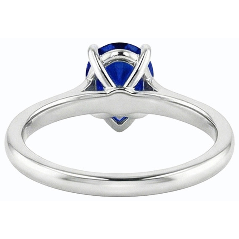 Natural Real ( Not Lab Grown ) Women Solitaire Ring Pear Shaped Ceylon Sapphire 14K Gold 1 Carat