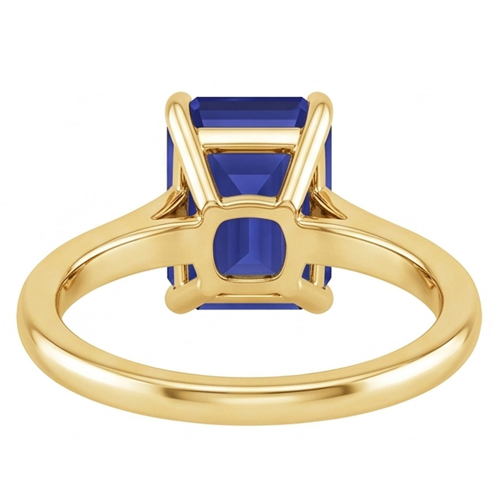 Natural Real ( Not Lab Grown ) Women Solitaire Ring Yellow Gold Emerald Ceylon Sapphire 2.50 Carats