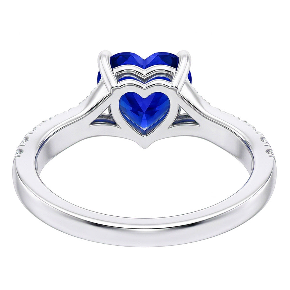 Natural Real ( Not Lab Grown ) Women's Ring Deep Blue Sapphire With Accents Split Shank 3.50 Carats