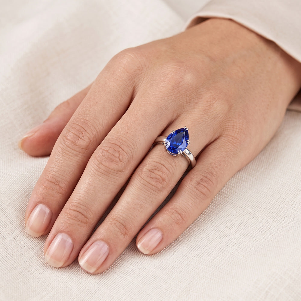 Natural Real ( Not Lab Grown ) Women’s Solitaire Anniversary Ring Blue Sapphire 3 Carats