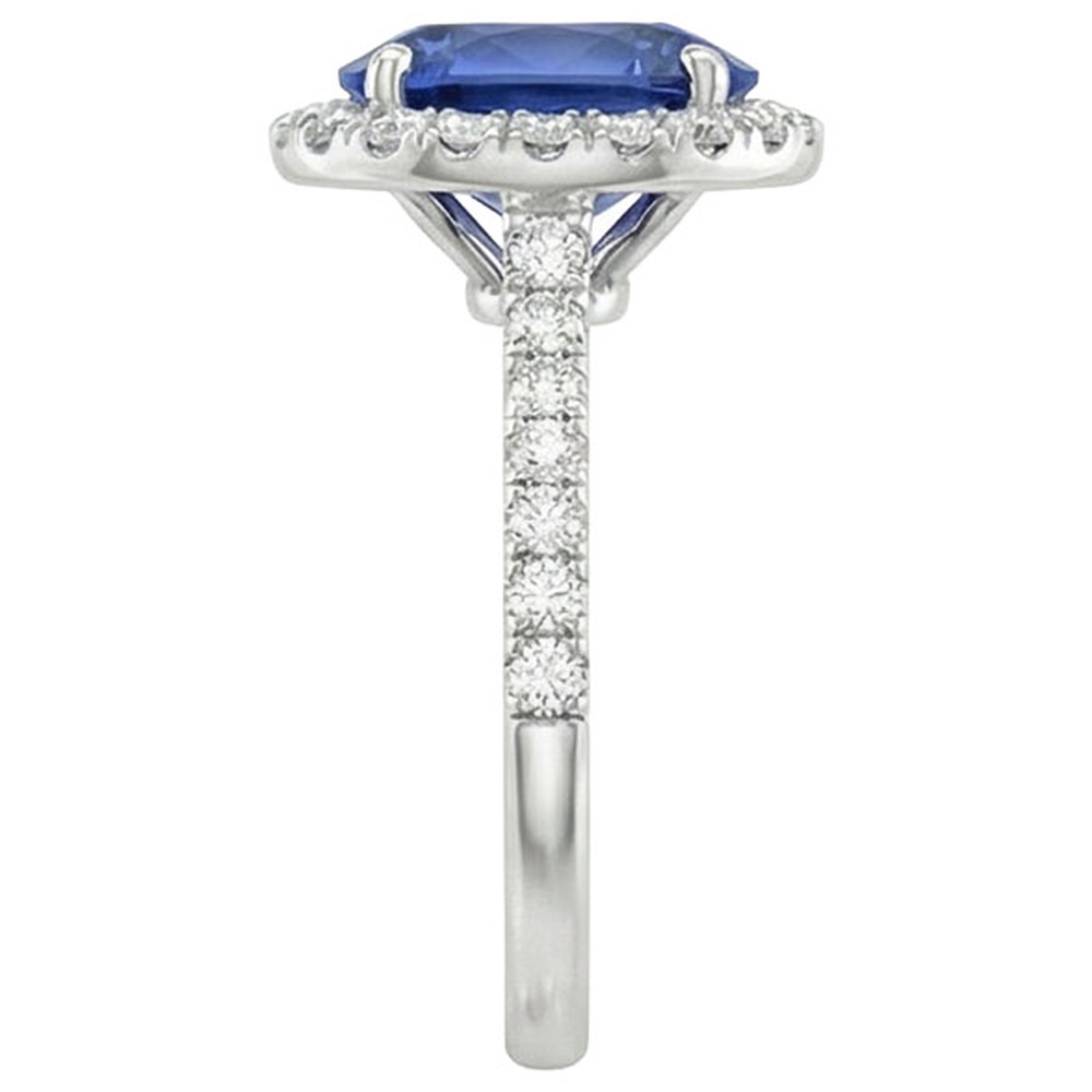 Natural Sapphire Engagement Halo Ring