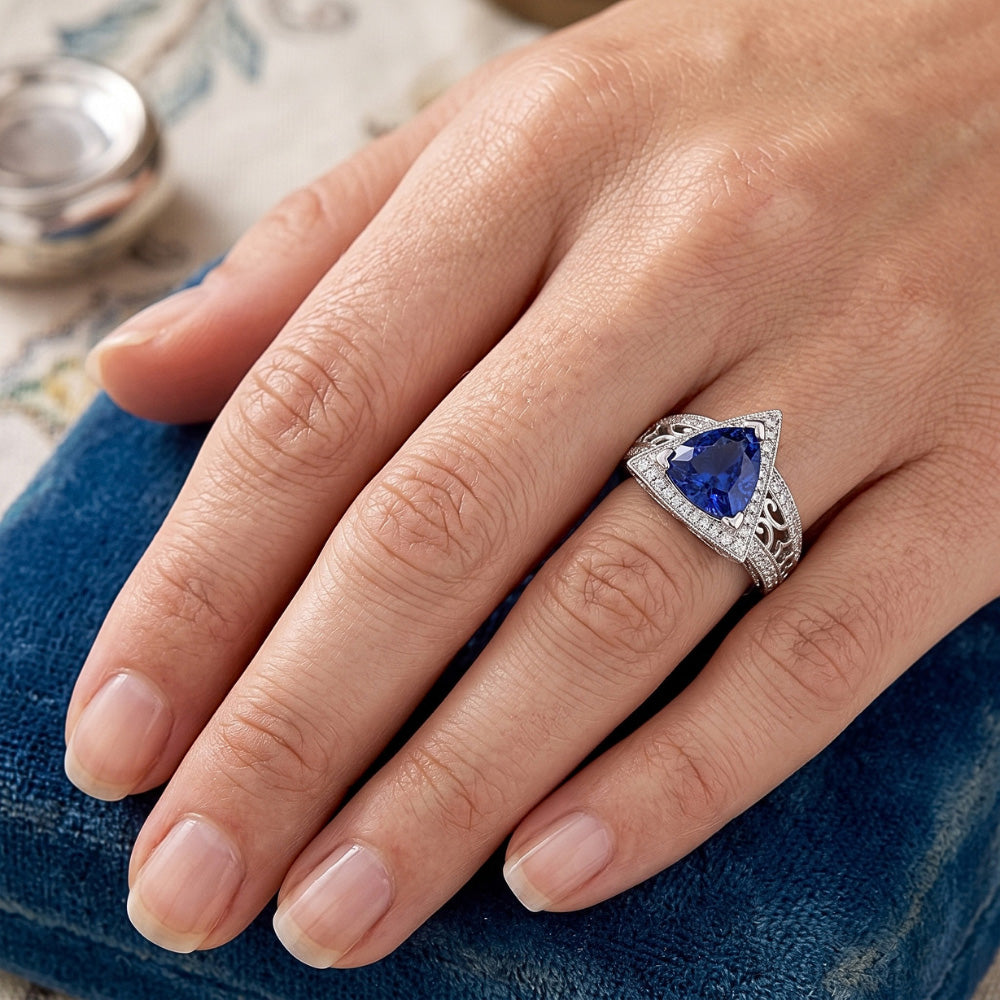 Natural Sapphire Ring 1.50ct - White Gold 14K