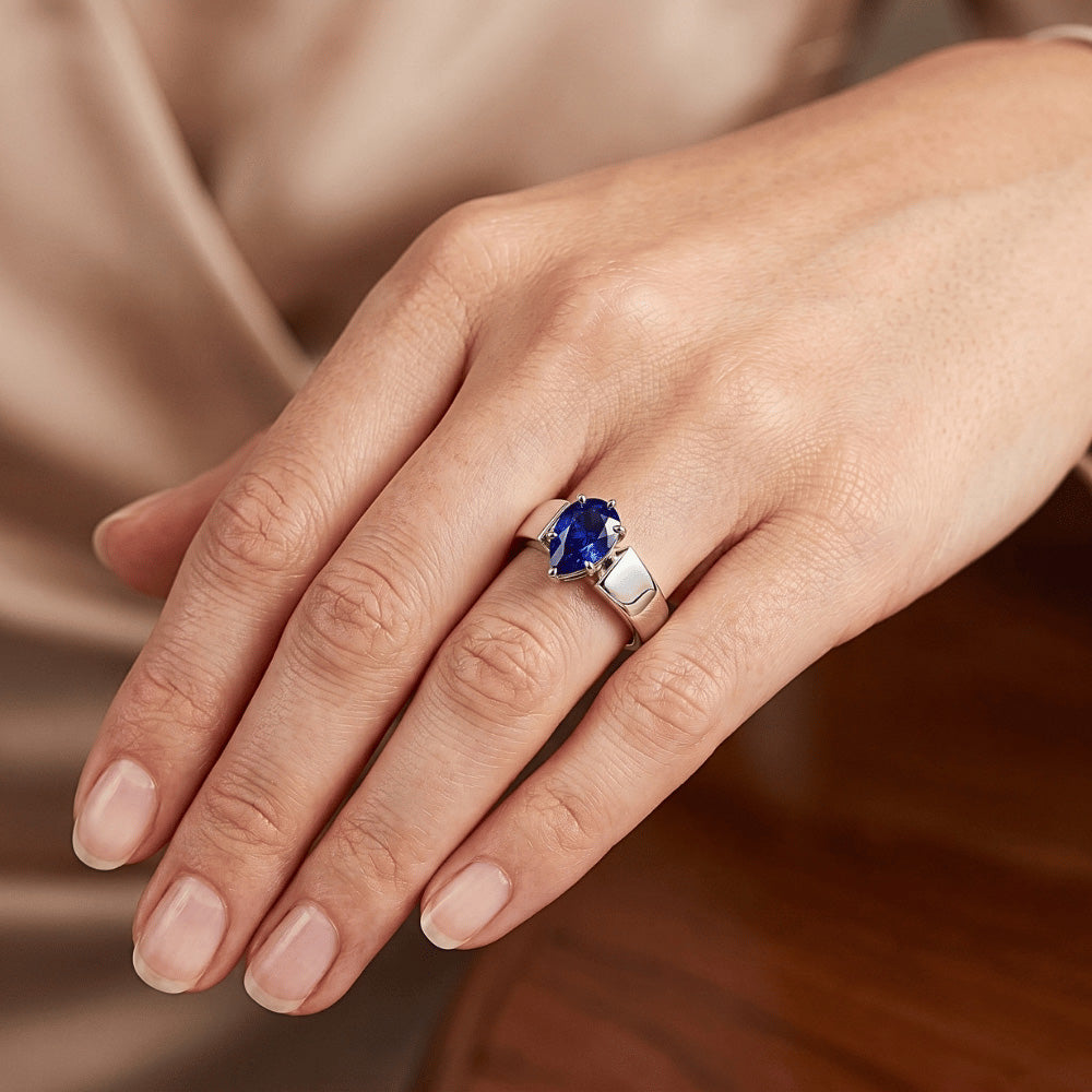 Natural Sapphire Ring 1.50ct - White Gold 14K