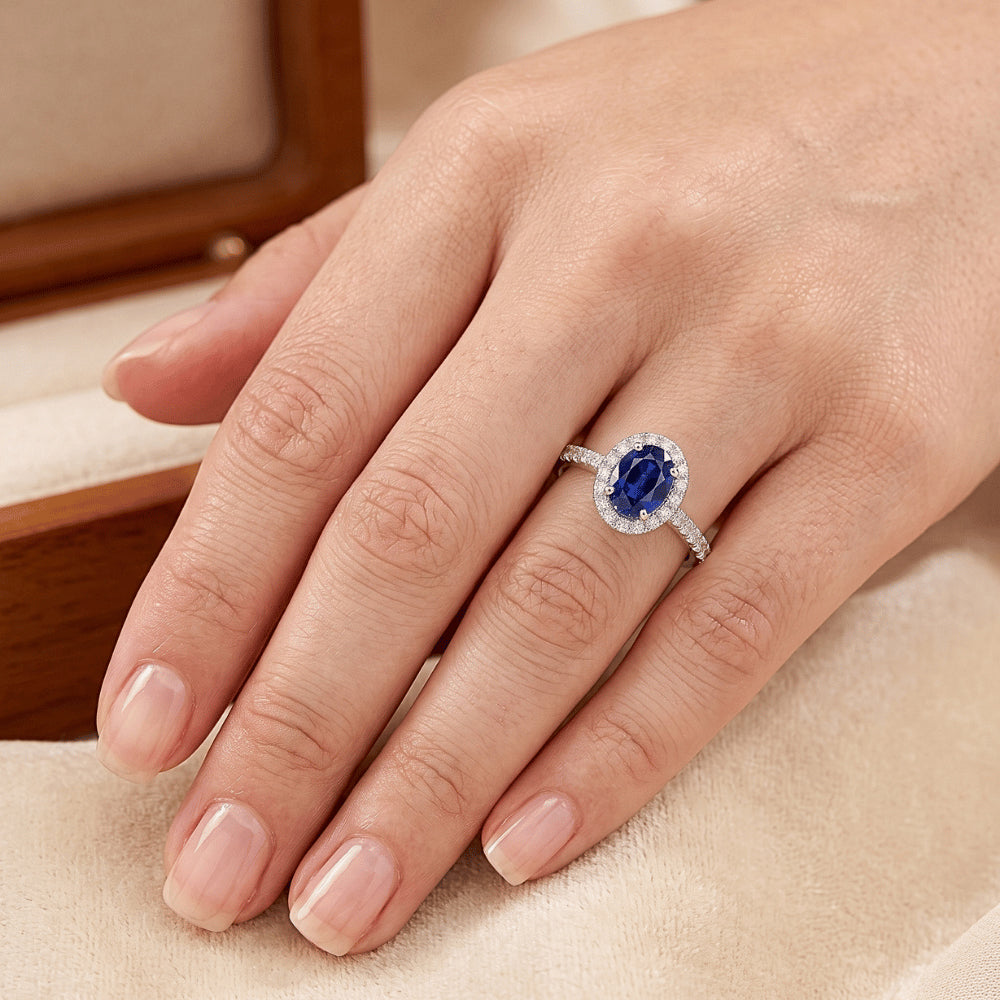 Natural Sapphire Ring 2.25ct - White Gold 14K