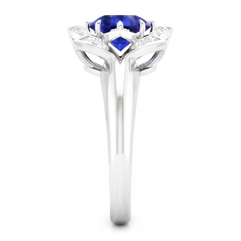 Natural Sapphire Ring 2.50ct - White Gold 14K