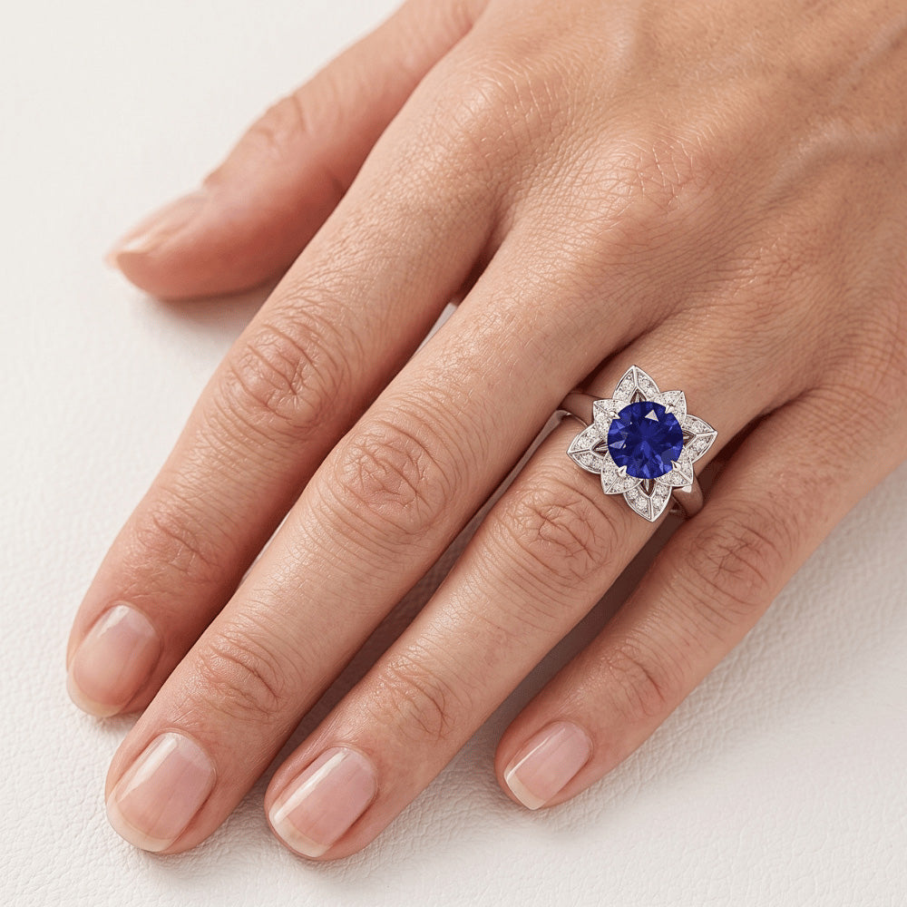 Natural Sapphire Ring 2.50ct - White Gold 14K