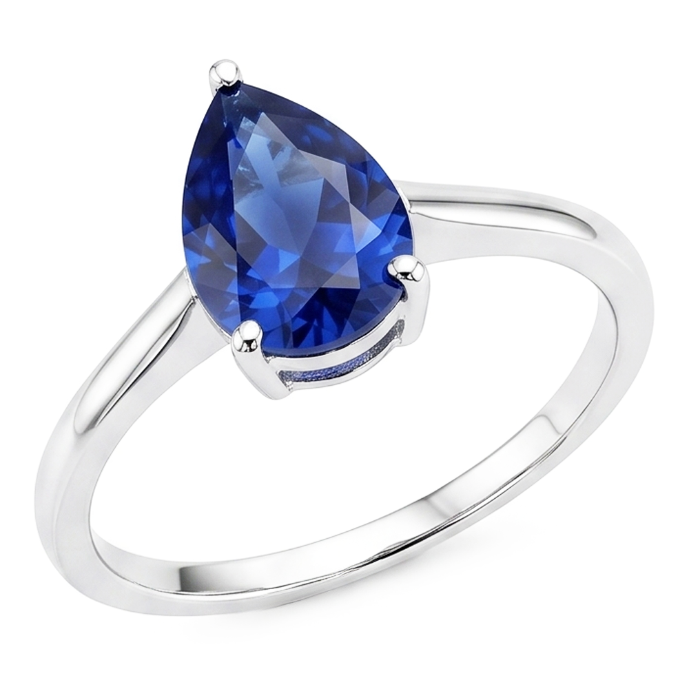 Natural Sapphire Ring 2ct - White Gold 14K