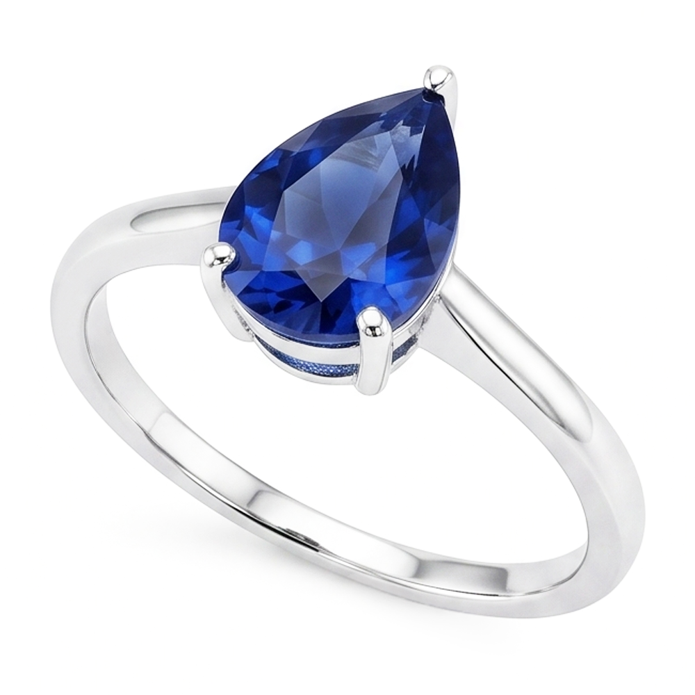 Natural Sapphire Ring 2ct - White Gold 14K