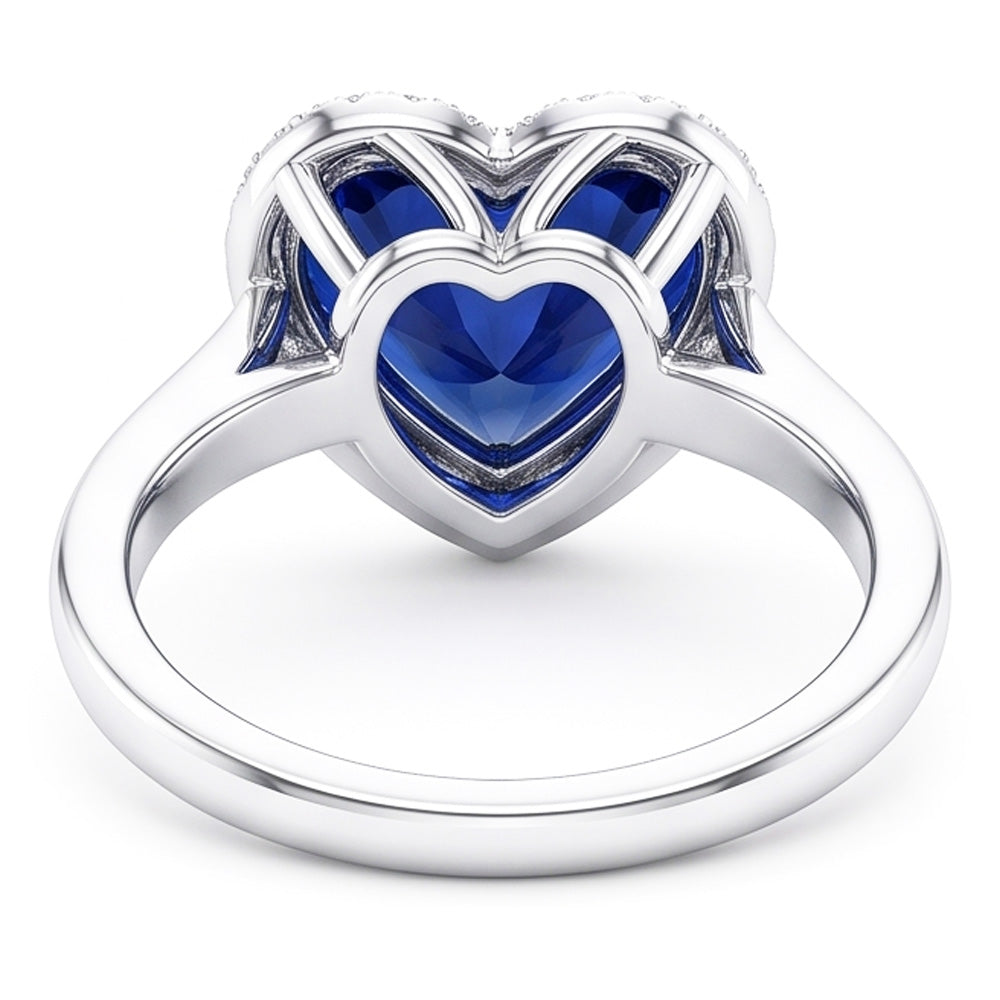 Natural Sapphire Ring 3.50ct - White Gold 14K